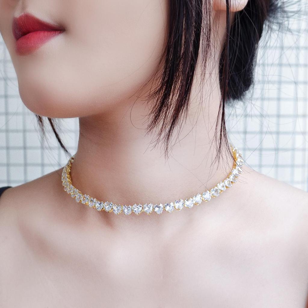 CMM Acessórios de amor exclusivos de alta qualidade Colarinho ajustável aberto Joias da moda Corrente de clavícula de zircônia cúbica Bijoux feminino