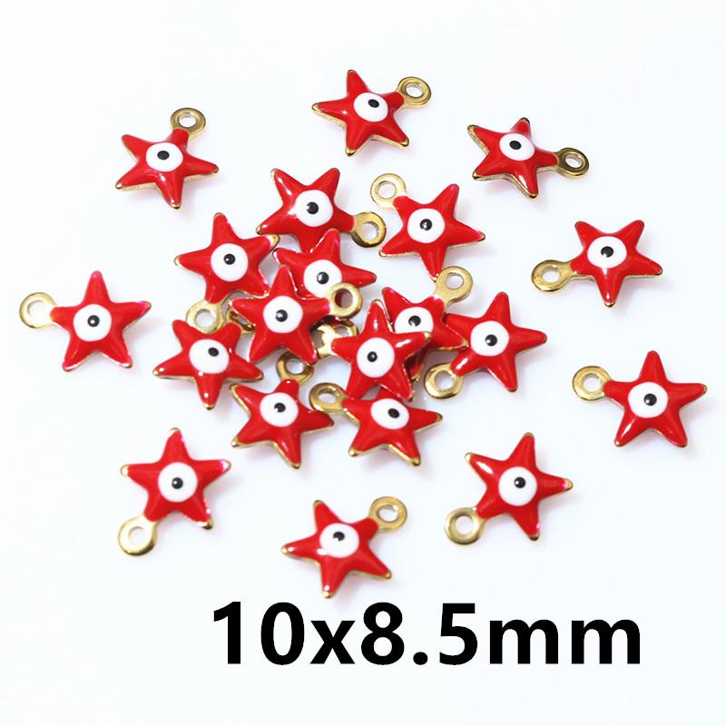 20pcs 10x8.5mm Enamel Evil Eyes Star Charms Pendant Stainless Steel DIY Jewelry Making Accessories Findings Bracelet Earrings