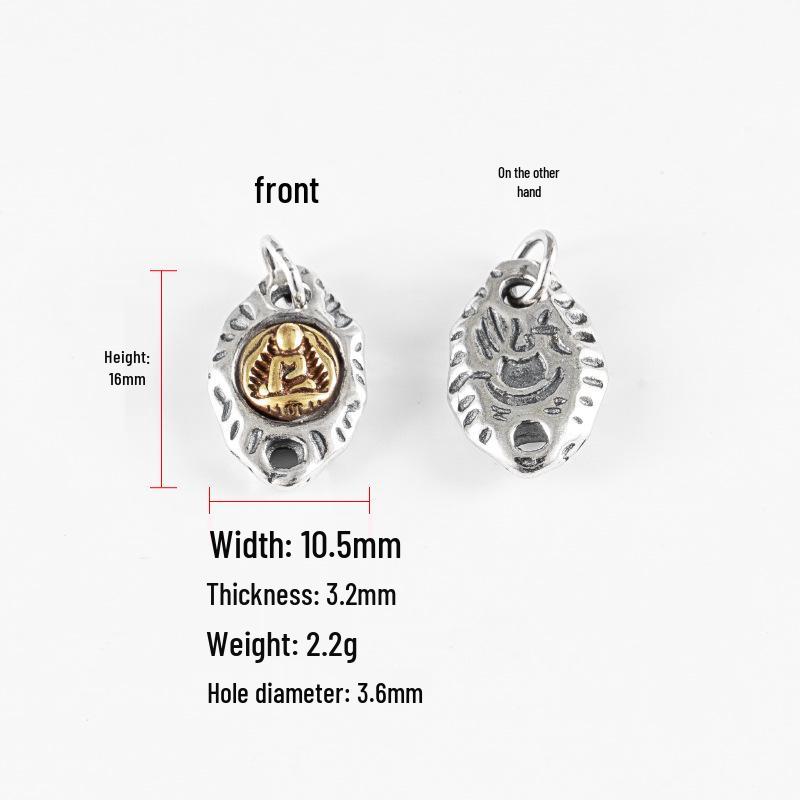 

Подвеска-амулет квадратной формы из стерлингового серебра 925 пробы Дзамбала Махакала с плетеным шнурком и бусинами - Тибетский винтажный дизайн