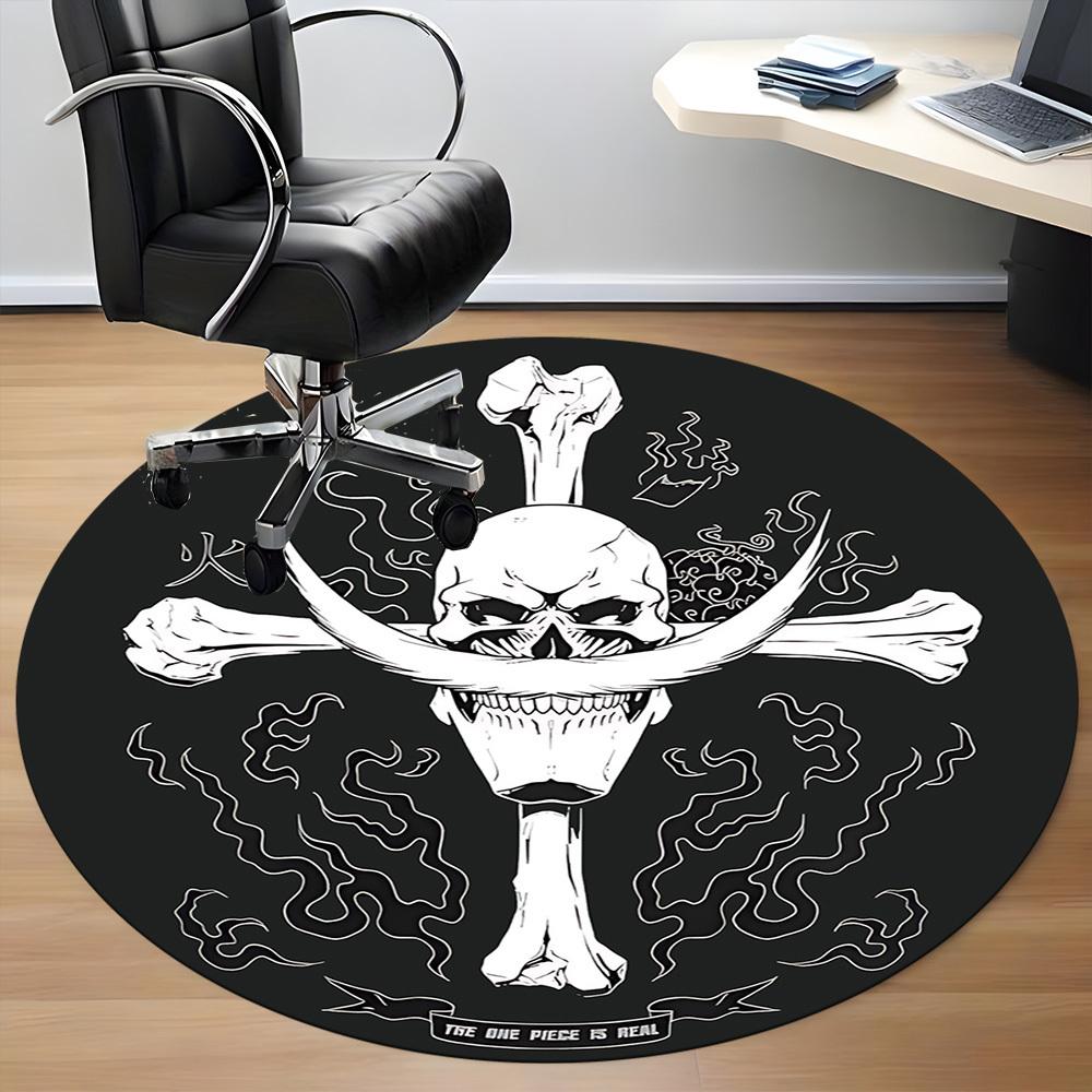 1pc One Piece Skull Office Round Area Rug, Indoor Mat Suitable For Office, Under Office Chairs Bedroom Living Room Home Decor  a0908141