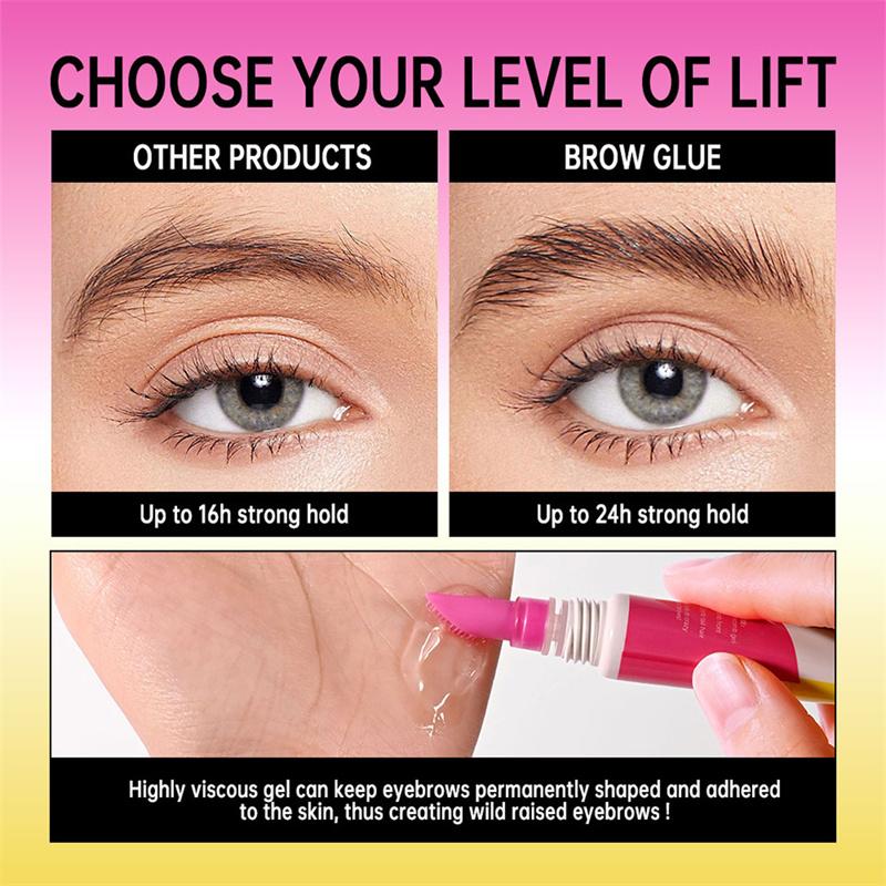 Super Lift Brow Crazy Lifed Brows Colla Gel per Laminazione Sopracciglia Tenuta Forte a Lunga Durata & Pettine Styling Integrato Cosmetici Trasparenti per Sopracciglia