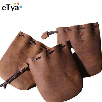 Erste Schicht Rindsleder Retro Geldbörse Damen Herren Kordelzug Kleine Taschen Lippenstift ID Kreditkarte Geld Schlüsselhalter Aufbewahrung Münzfach
