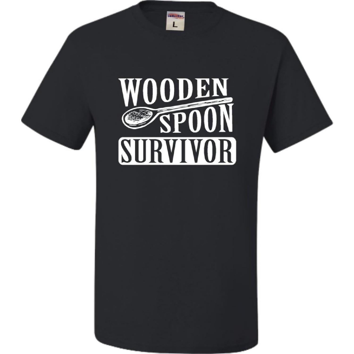 Go All Out Adult Wooden Spoon Survivor Funny T-Shirt S