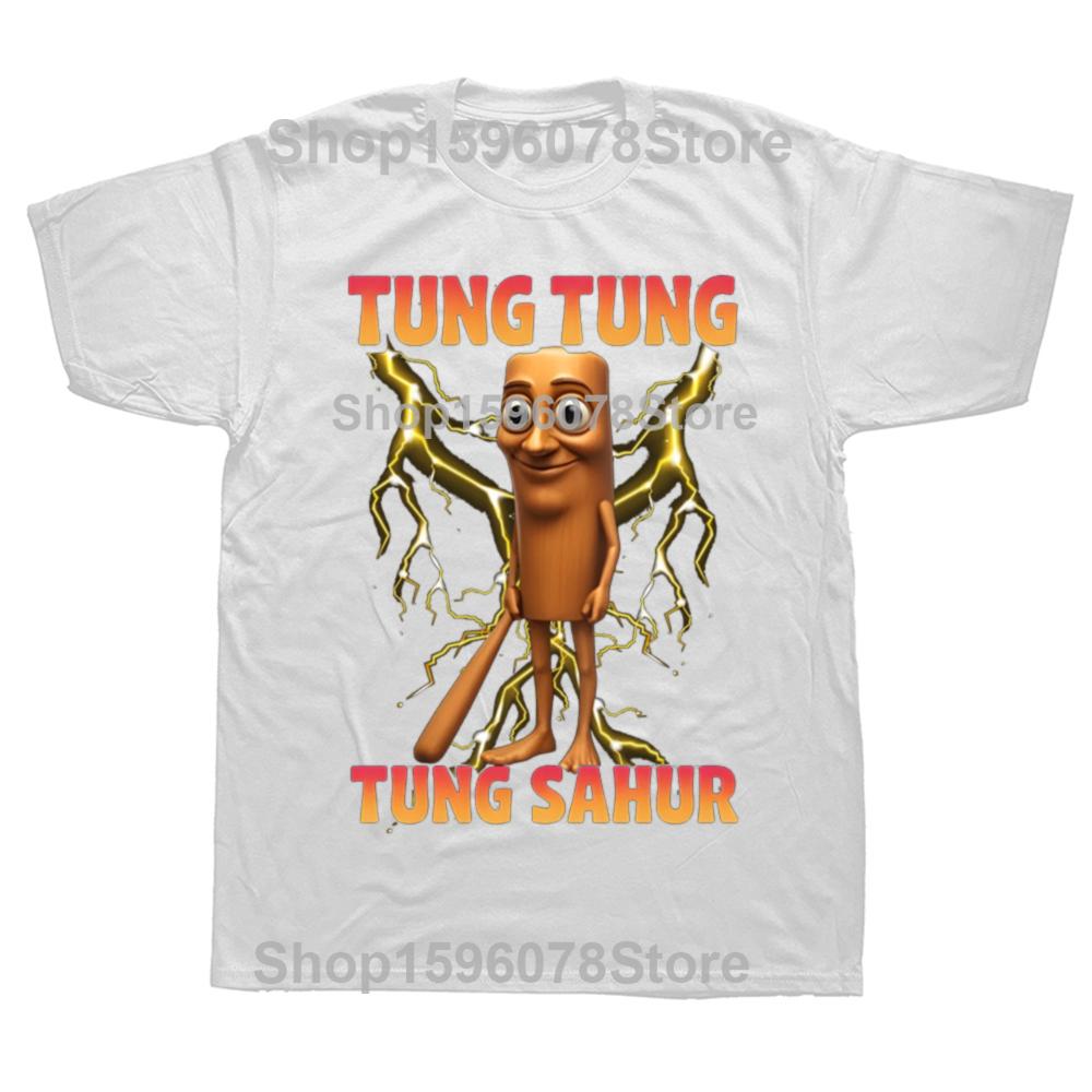 Tung Tung Tung Sahur Funny Italian Brainrot Meme Tee Shirt for Men Women Graphic Printed T Shirts 100% Cotton Clothes