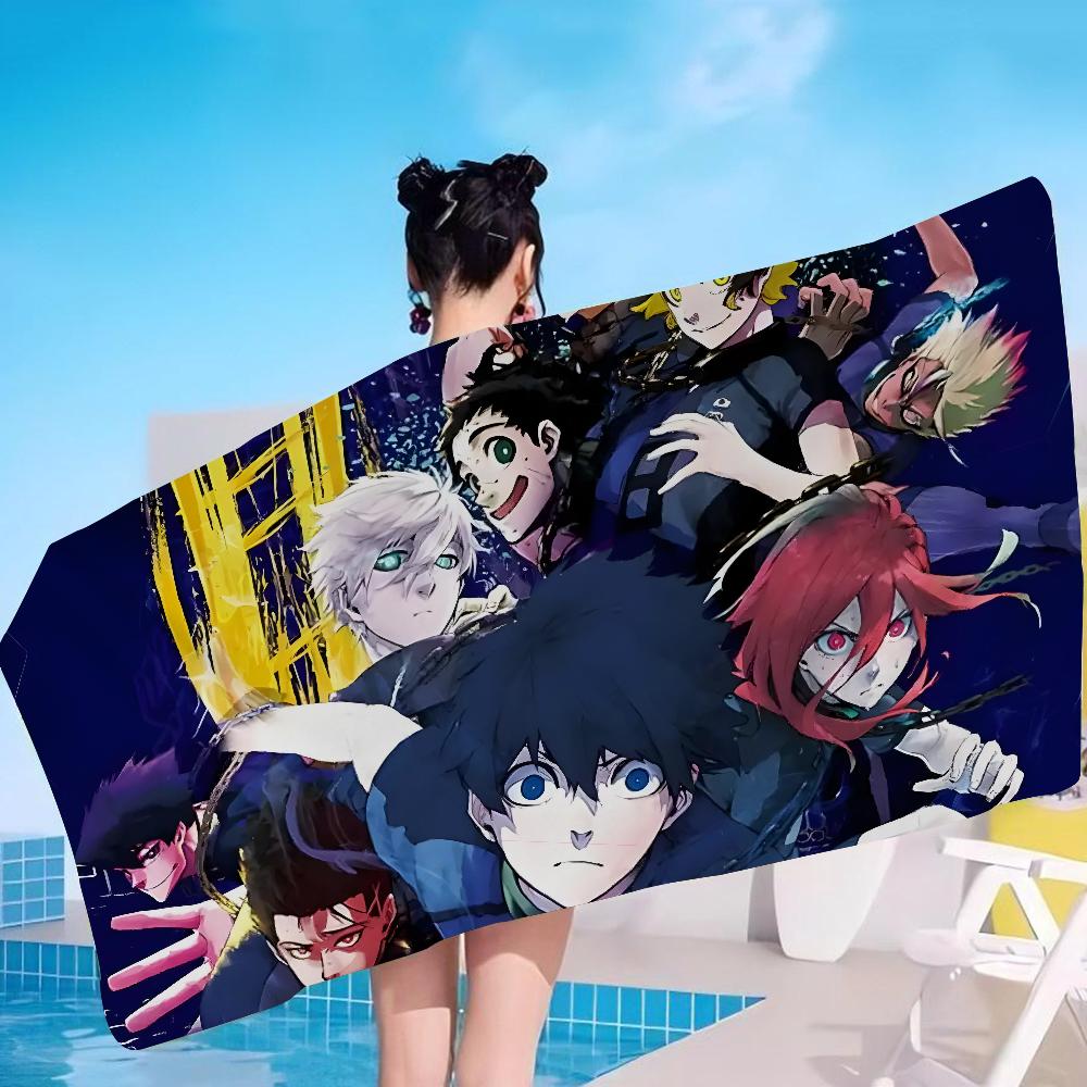 Anime Blue Lock Microfiber Blanket Quick Drying Beach Towels Oversized Printing Super Absorbent Pool Towel Blanket