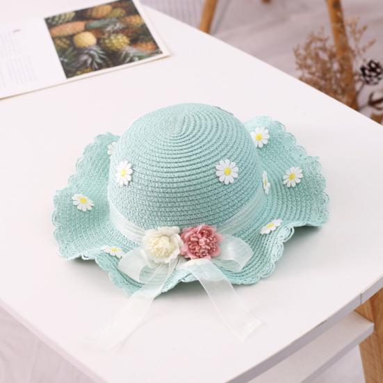 Marguerite Dress Up Bow Wide Brim Girl Straw Sunhat Purse Hat Bag Set for Outdoor