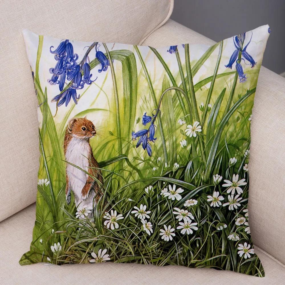 

Home Decoration Kids Room Sofa Cartoon Animal Pillow Cover Fo Bird Squirrel Cushion Cover , 66x66cm
