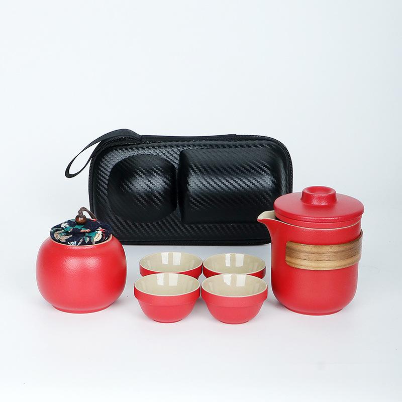 Black Pottery Travel Tea Set Portable Express Cup Outdoor Kung Fu Teacup Japanese-style Teapot Business Gift Set