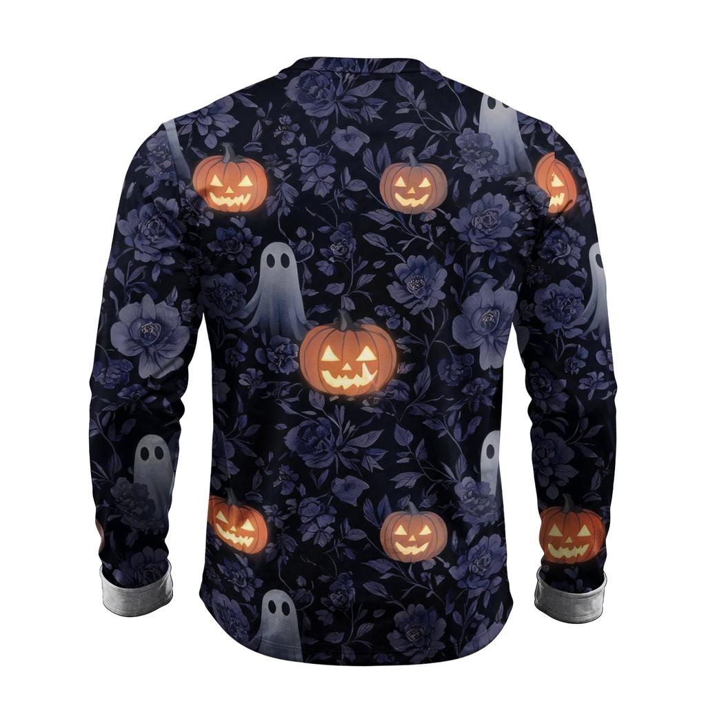 Men's Halloween Print Round Neck Long Sleeve T-Shirt