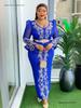 African Plus Size Rhinestone V-neck Formal Dress