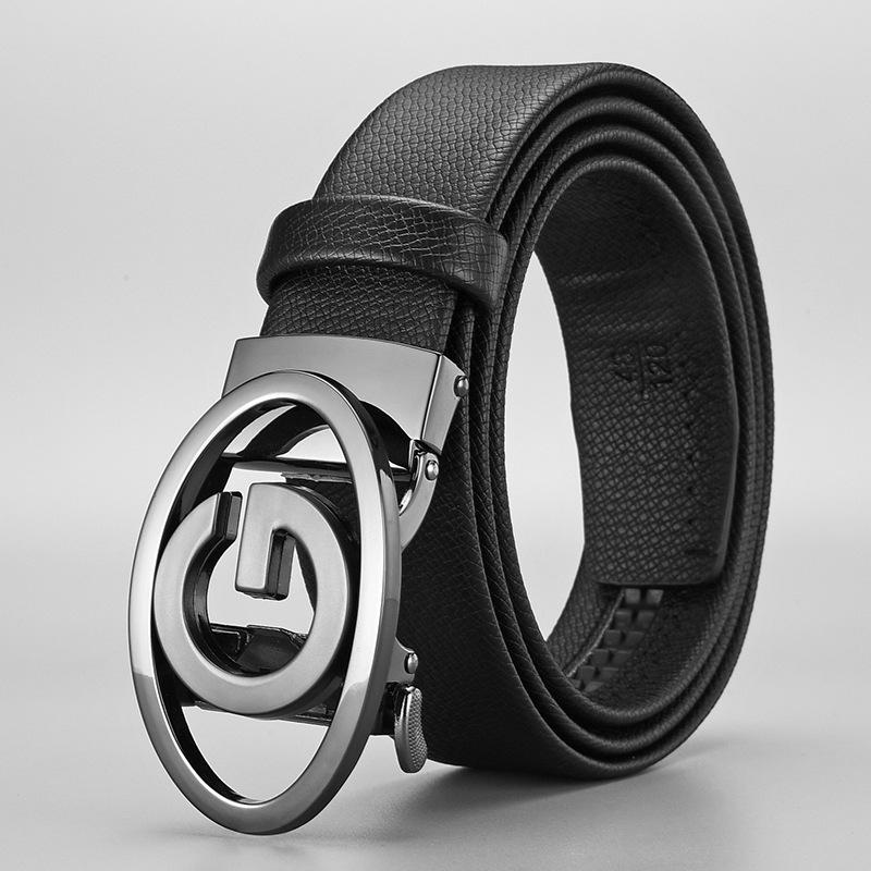 

Мужской ремень из натуральной двухслойной коровьей кожи, деловой ремень с автоматической пряжкой из сплава, мужской 120cm