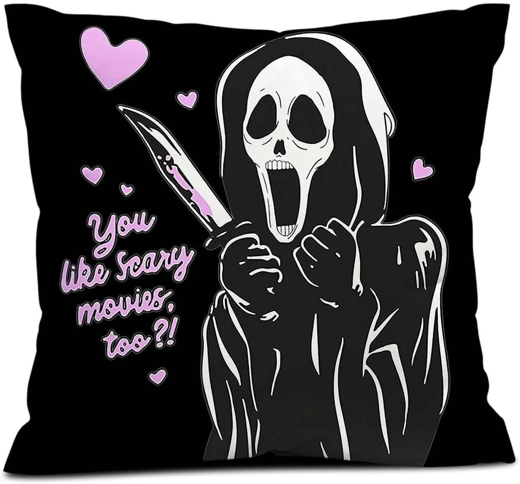 Halloween Party Decoration Cushion Cover Horror Grimace Cushion Cover Suitable For Family Living Room Sofa Room Decoration