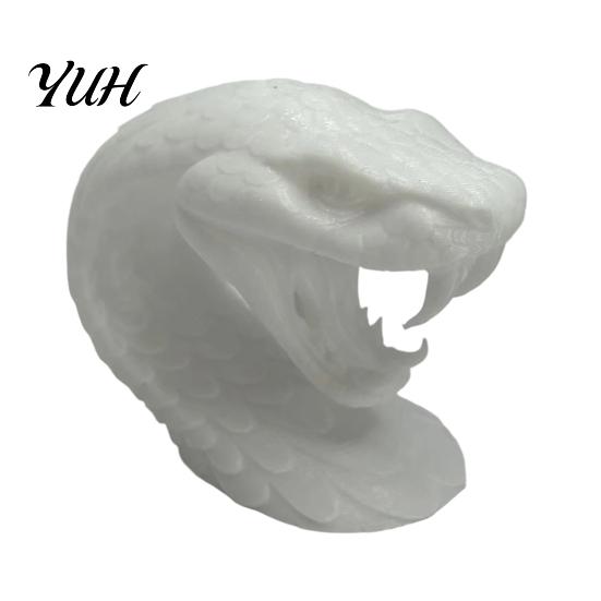 Halloween Party Props 3D Printed Snake Head Ornament, Desk Sculpture with Sharp Teeth, Black or White Decor Realistic Animal Figurine for Home Living