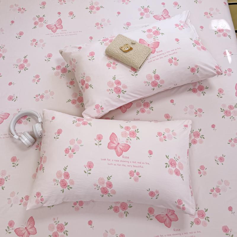 Cearșaf cu elastic ultra-moale, pre-spălat, cu motive florale, și fețe de pernă - se potrivește saltelelor de până la 25 cm, hipoalergenic, ușor de întreținut