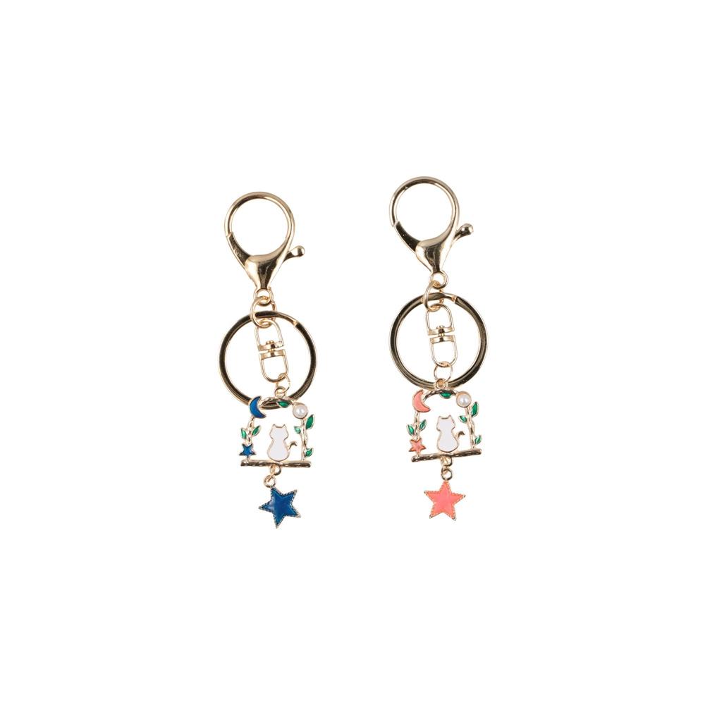 

Charms Cat Couple Keychain Jewelry Cat Zinc Zinc Alloy Keyring Starry Sky Cat Keychain Headphone Case pink-B1
