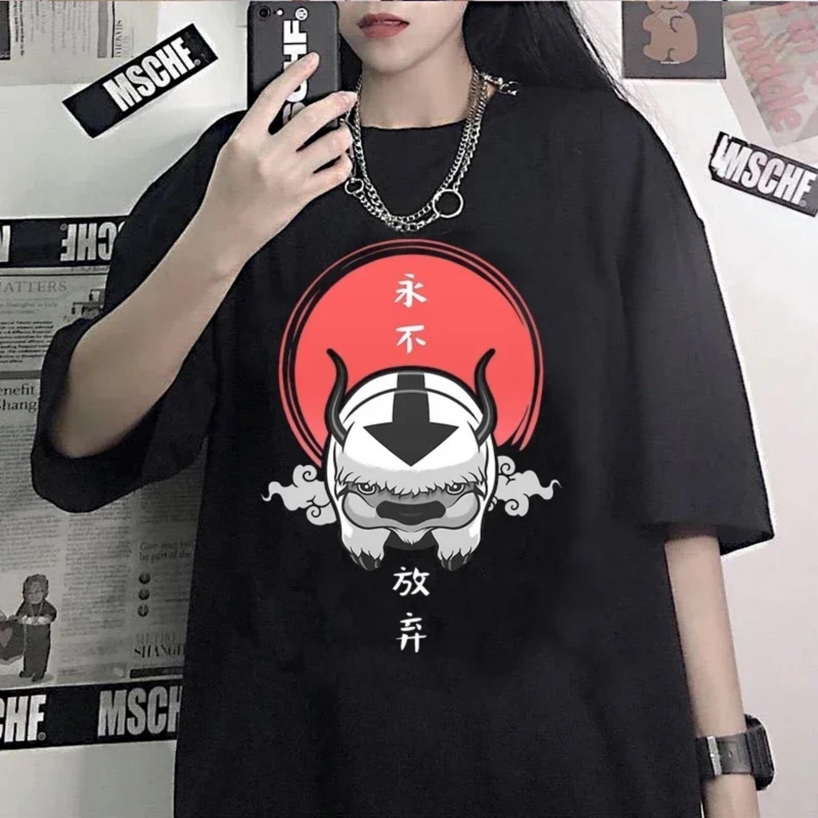 

Avatar The Last Airbender T Shirt Women Kawaii Anime Appa Tshirt Funny Cartoon Avatar Graphic Tees Fashion Unisex T-shirt Female XXXXXL чорний