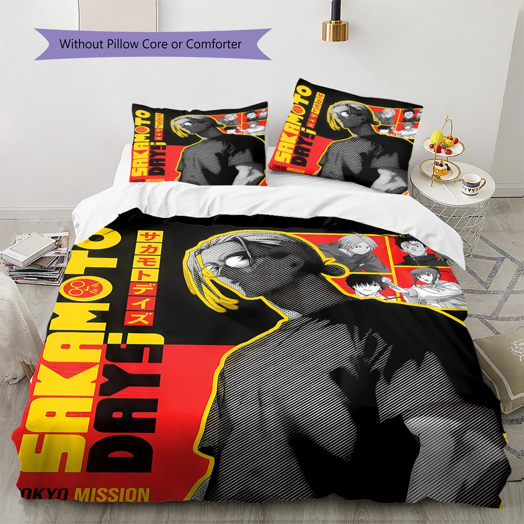 Sakamoto Days Pattern Bedding,Quilt Set Quilt Cover Pillowcase Home Birthday Gift (1 * duvet cover + 2 * pillowcase, without core)