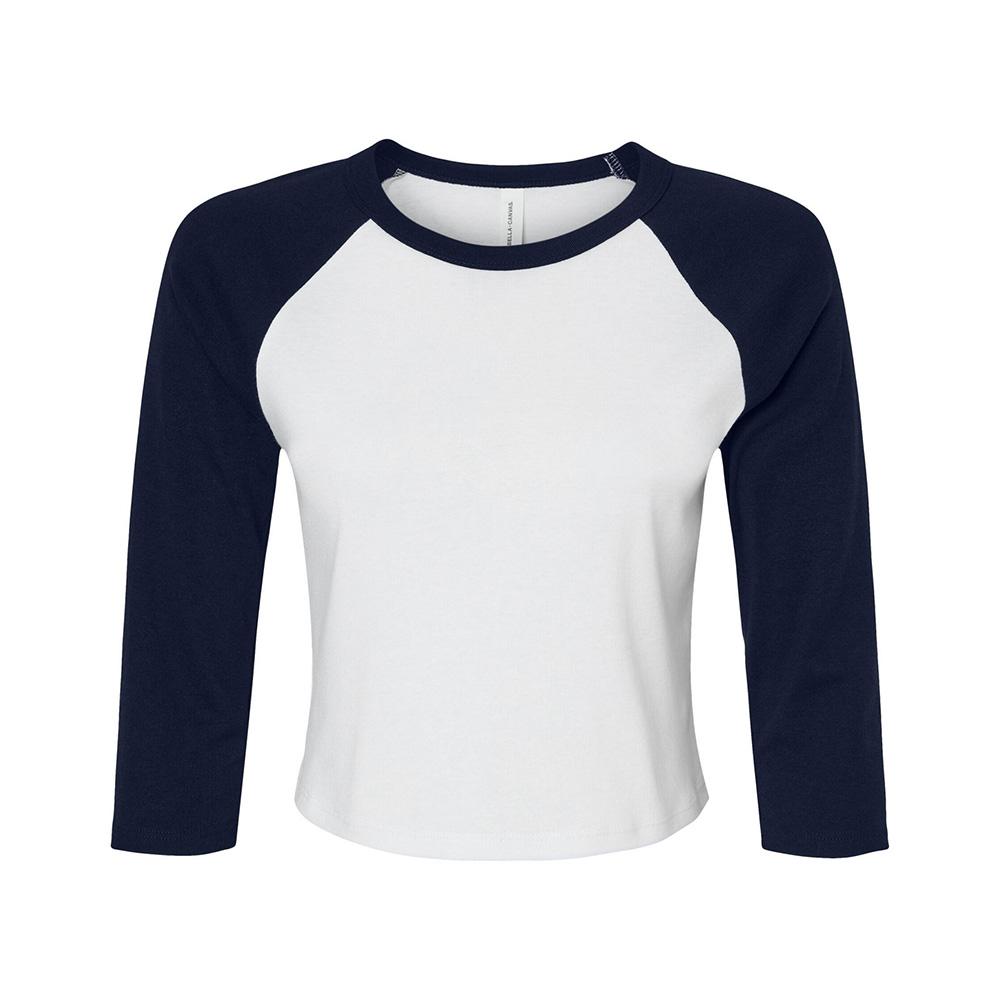 Bella + Canvas Womens/Ladies Micro-Rib Raglan 3/4 Sleeve Crop T-Shirt