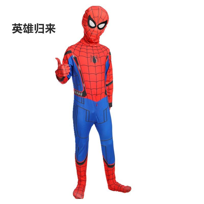 Spider-Man children's cos suit brand new day red and blue battle suit Peter Parker tights onesie cosplay