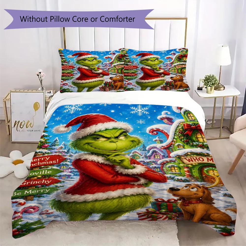 Christmas Gift Oscar Comedy Movie How the Grinch Stole Christmas Home Decor Soft Printed Bedding Set Pillowcase Duvet Cover (without Core) R10