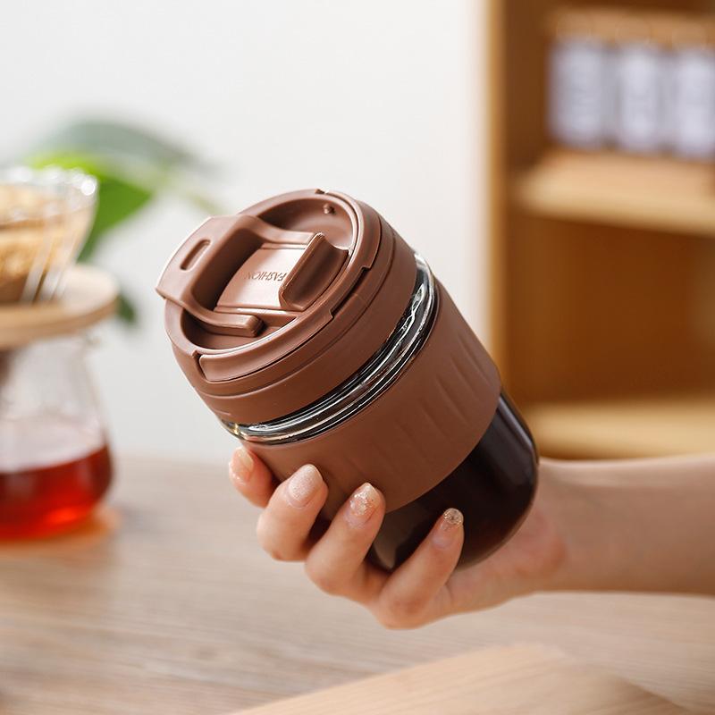 Pahar de sticlă cu băutură dublă, portabil, cu pai, pahar pentru apă, ceașcă de cafea, ceașcă cadou