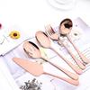 5Pcs Black Cutlery Serving Utensils Dinnerware Set Buffet Catering Flatware Serving Colander Spoons Fork Silverware Set