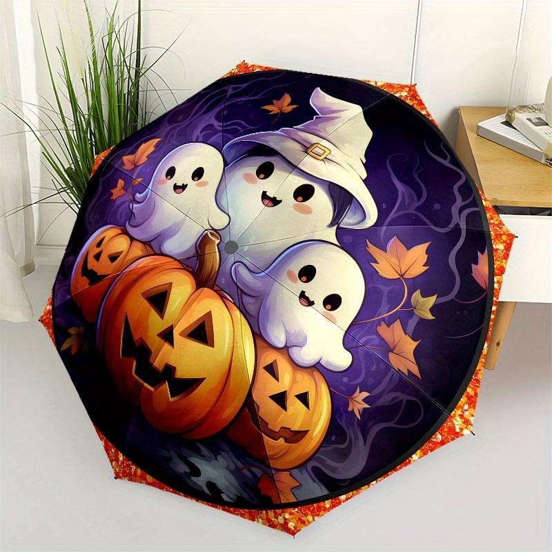 

1pc Halloween Ghosts and Pumpkins Umbrella with Plastic Handle,Suitable for All Seasons Home Travel Outdoor UmbrellaB1612