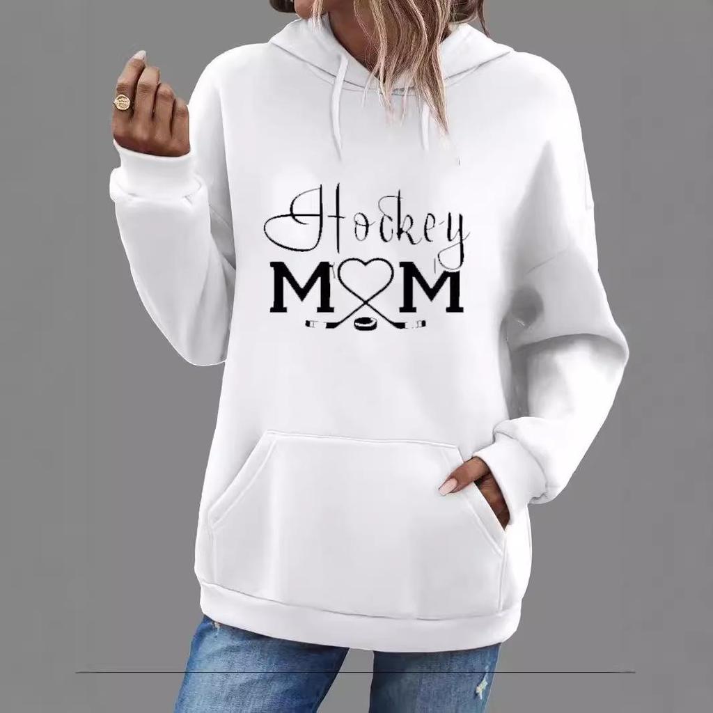 Women's Autumn & Winter Letter Print Hoodie Sweatshirt - Casual Baseball Mom Style