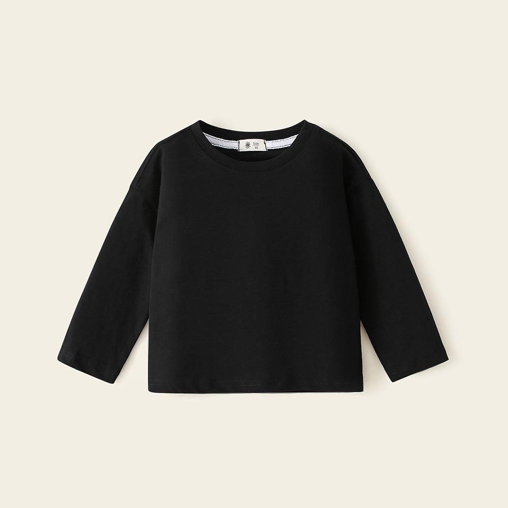 Winter Korean Style Girls' Candy Long Sleeve Cotton Base Shirt Children's Clothing All-Match Candy Basic Boys' Round Neck T-shirt