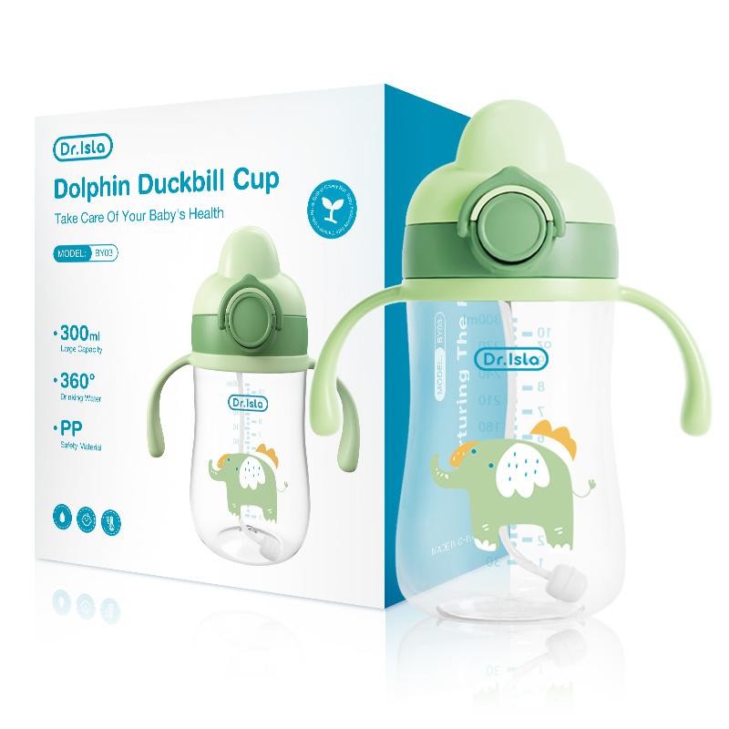 300ml Portable Baby Bottle Newborn Milk Baby Bottle With Handle & Straw Infant Feeding Cup For Babies Over 6 Months Old