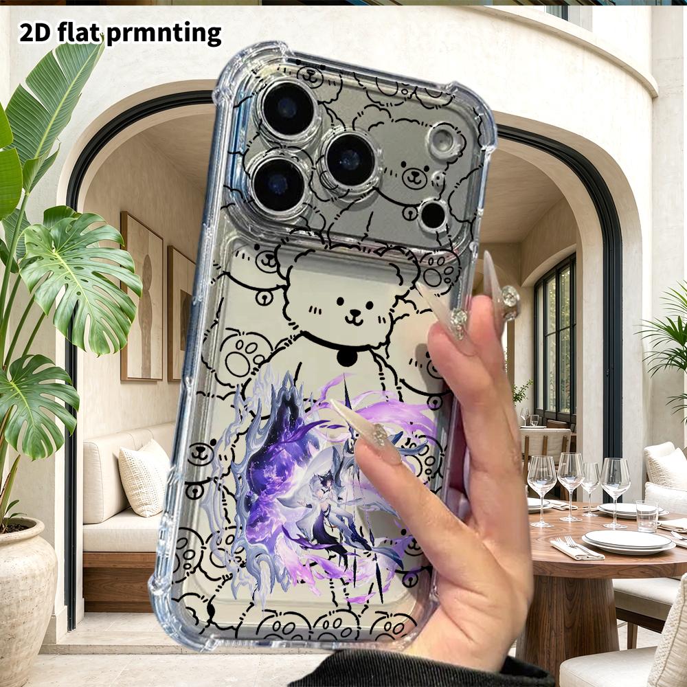 Phone Case: 2D flat suitable for iPhone 18 17 16 15 14 13 Pro, transparent four corner protective case, dark fairy vibe, Christmas and Halloween gift