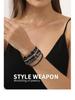 Bohemian Heart Rhinestone Magnetic Clasp Faux Leather Bracelet for Women