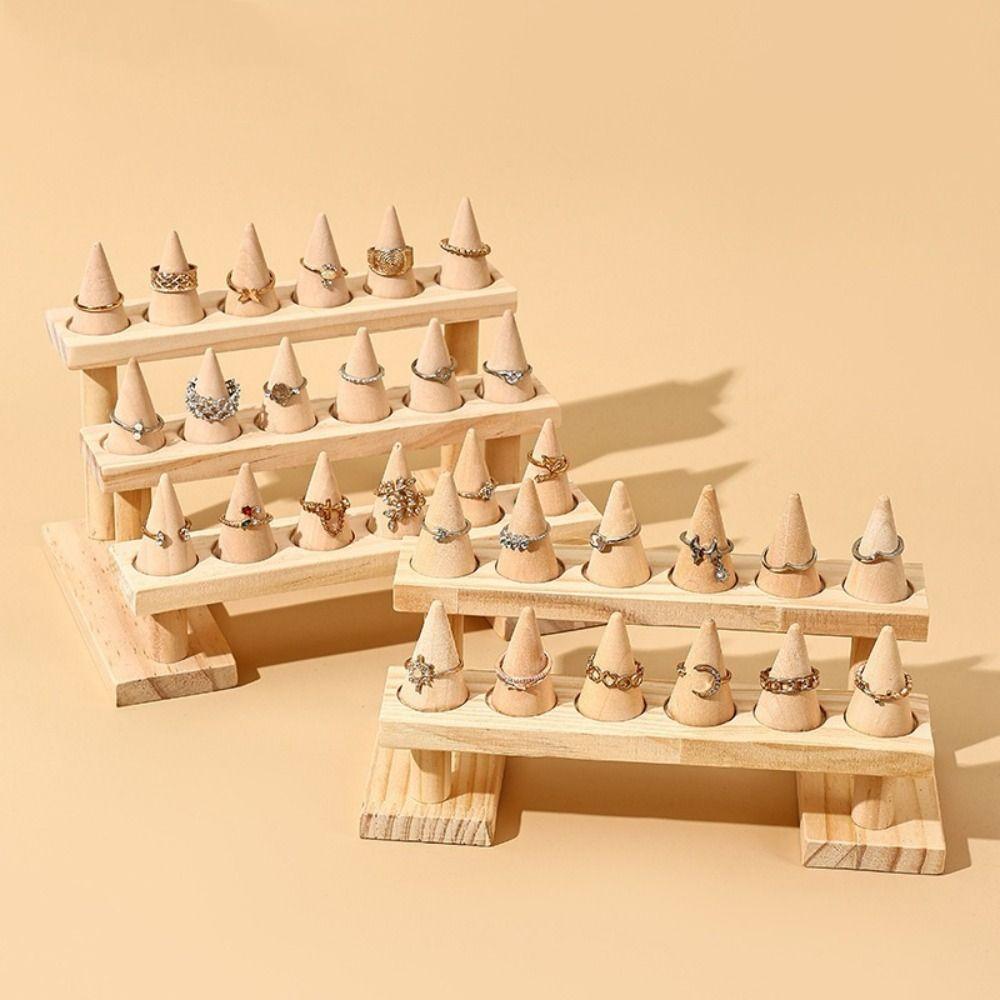 Bracelets Necklace Wood Rings Display Holder Multi-layer Bangle Storage Tray Key