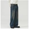 Simple Men's Denim Pants Casual Washing Solid Color Menswear Bottom Middle Waist Straight Wide Leg Loose Male Jeans 2025 Spring Autumn