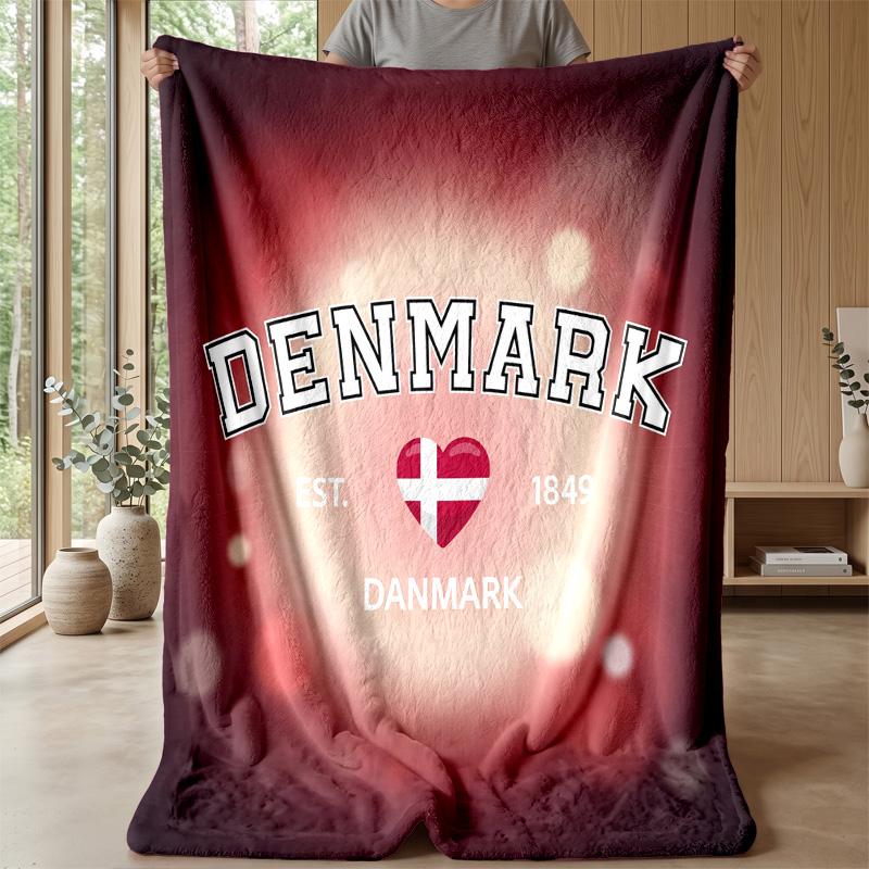 Denmark Football Printed Flannel Blanket Skin Friendly Warm Decorative Throw for Indoor Couch Bed Daily Use
