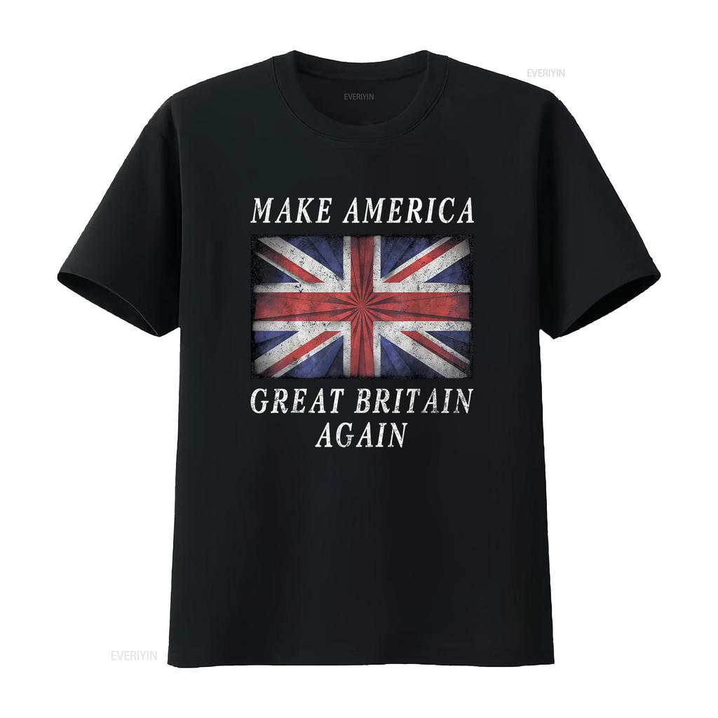 Make America Great Britain Again T Shirt Funny 4th Of July Patriotic Design vintage Washed Top For Everyday Wear Breathable