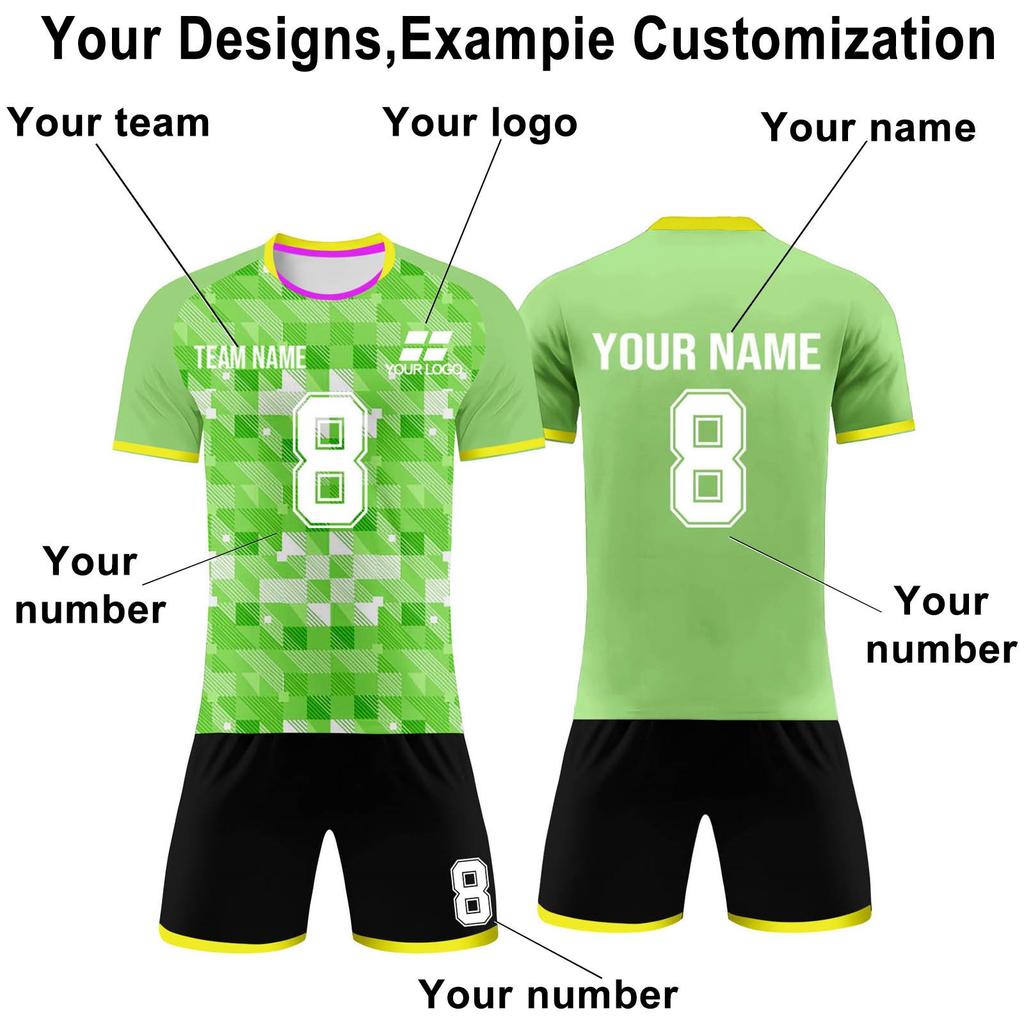Custom Soccer Jersey Set for Men and Youth Personalized Team Uniforms Quick Dry Sportswear with Number Printing for Training and Matches