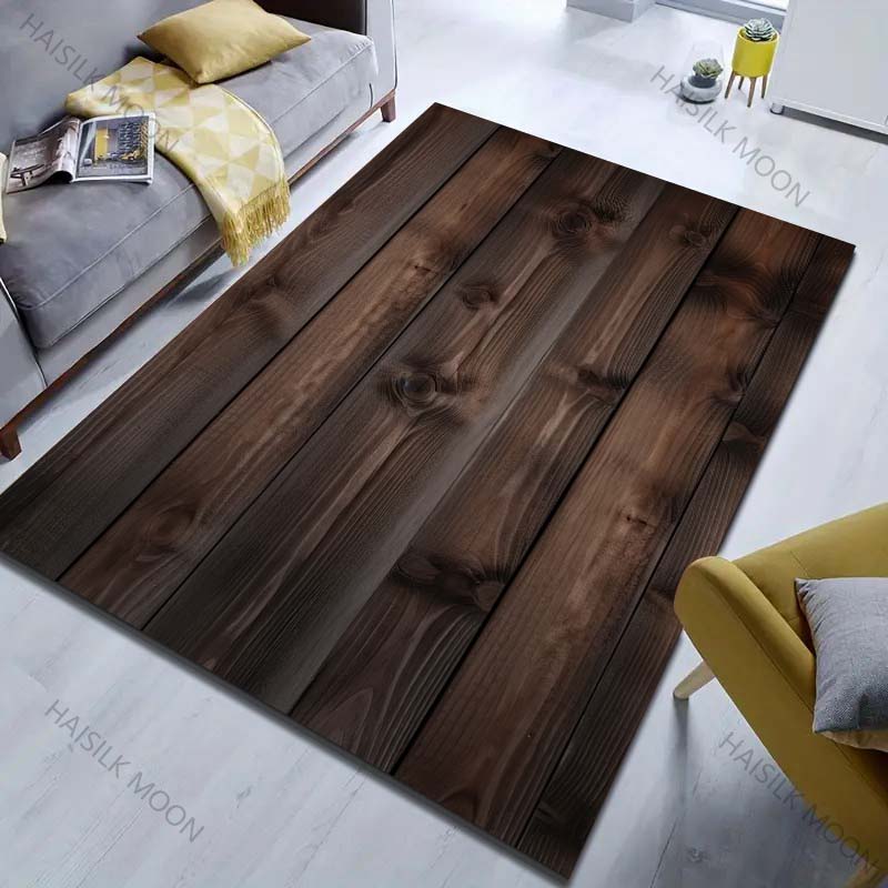 Multiple Sizes HD Wood Grain Print Carpet for Living Room Bedroom Doormat Home Decor Sofa Area Rug Non-slip Floor Mat for Gifts