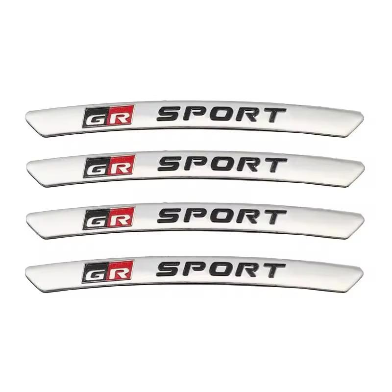 RE334Pcs Aluminium GR Sport Logo Wheel Rim Stickers Emblem Badge For Toyota Gazoo Racing YARiS Corolla RAV4 C-HR Camry Supra Prado