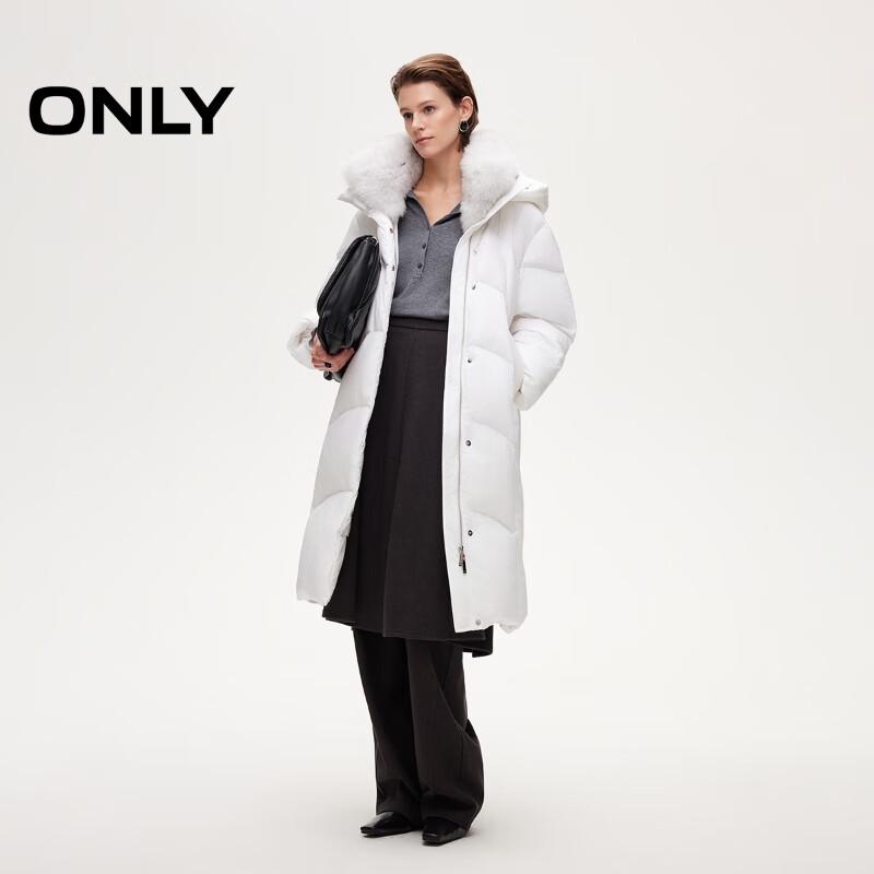 ONLY Women's Detachable Fur Collar Goose Down Puffer Jacket