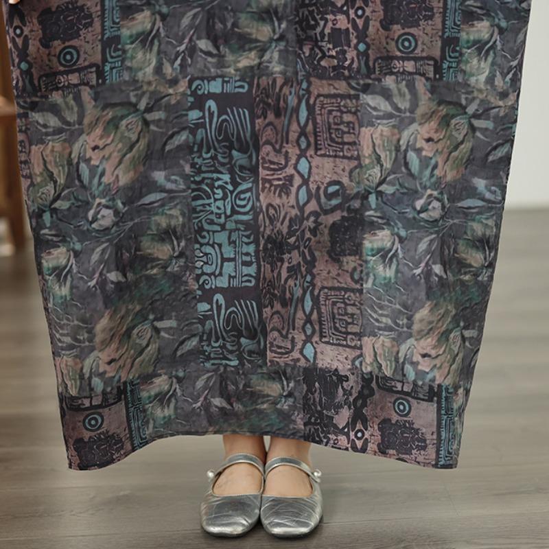 DIMANAF New 2026 Women Plus Size Spring Summer Beach Long Dress Loose Oversize Maxi Floral Print Vintage