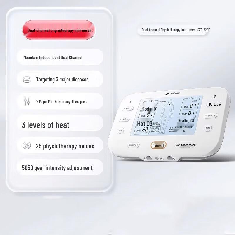 Yuwell Dual-Channel Medium Frequency Physiotherapy Device 620E