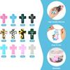 12Pcs Silicone Crosses Shaped Beads Leopard Colorful Print Loose Silicone Beads for Adult Necklaces Jewelry Making