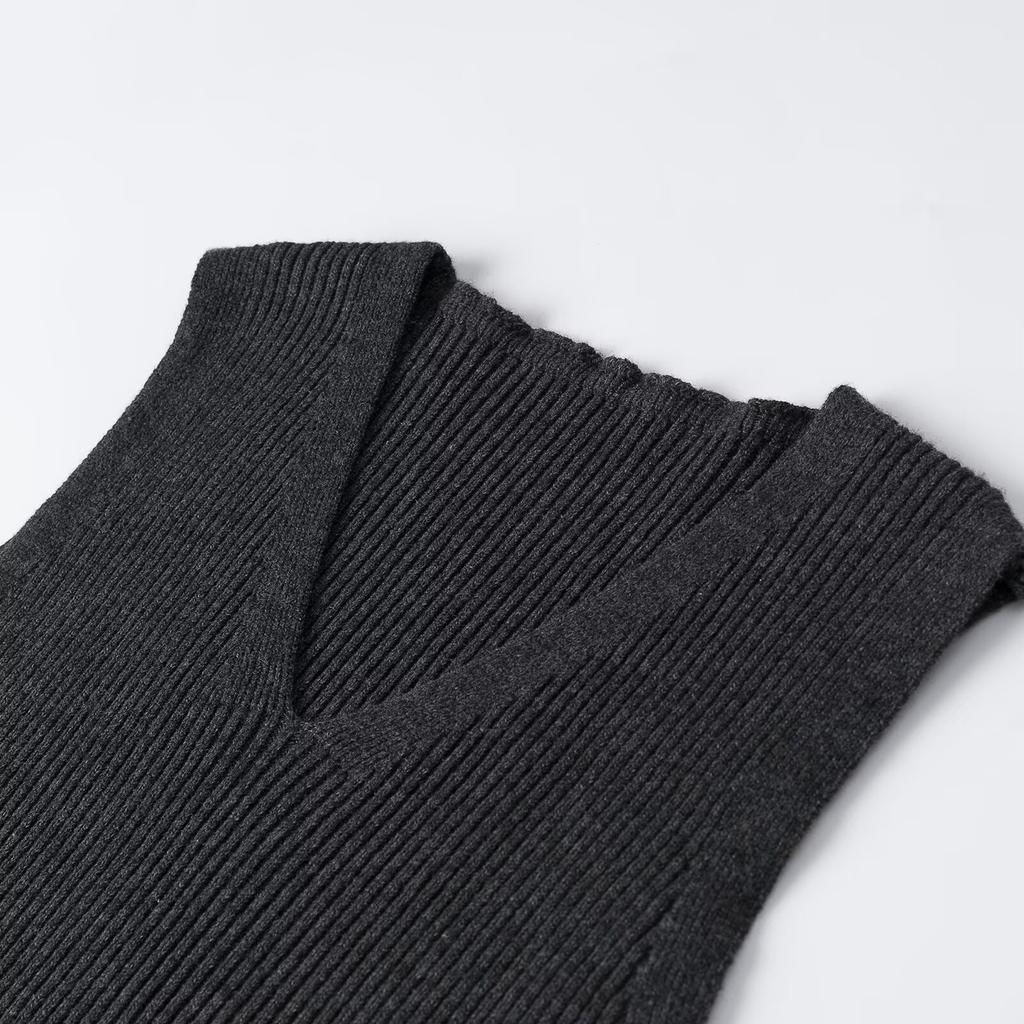 Women's Clothing Autumn New, Commuter Style Fashionable and Elegant Sleeveless Wool Knitted Dress