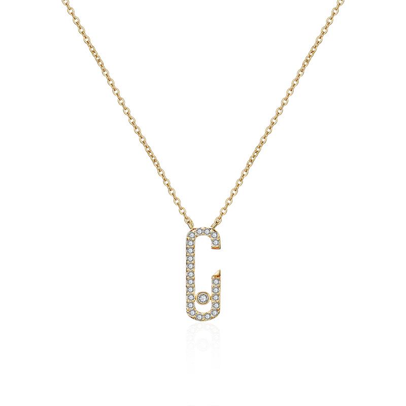 

UILZ Summer Luxury Zircon Clavicle Chain Women s C-Shaped Pendant Necklace