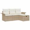Garden Sofa Set with Cushions 4 Pcs Beige and Cream Poly Rattan