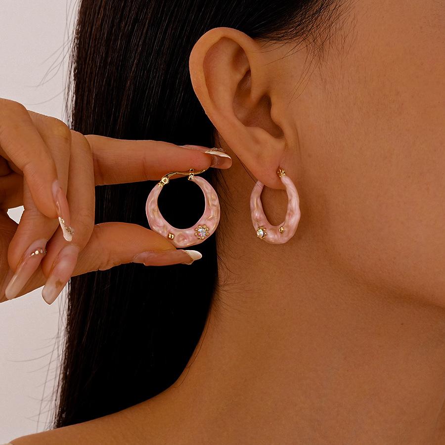 Vintage oil drip with diamonds irregular geometric earrings simple earrings
