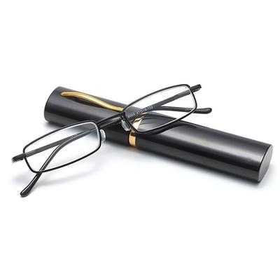 Elegant Portable Mini Reading Glasses Metal Frame Pen Box Ultra-thin Men Women Reading Glasses Presbyopia Eyeglasses With Box
