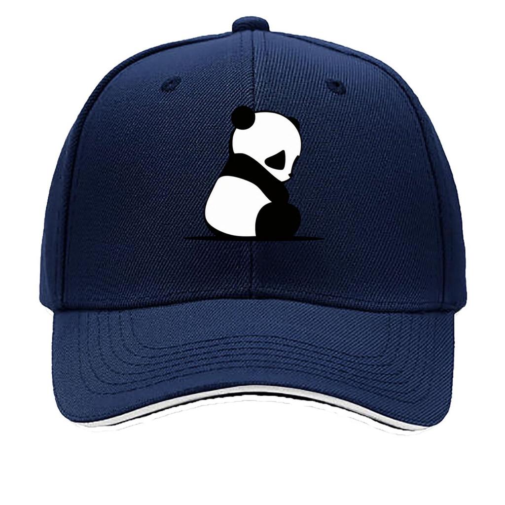 Cute Peeking Panda And Sitting Panda Illustration Sandwich Baseball Cap Sun Cap Outdoor Workouts Hat
