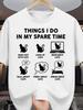 Funny Cat Lover T-Shirt for Men & for Man and for Man and Women - Things I Do In My Spare Time Cat Owner Gift, 220gsm He